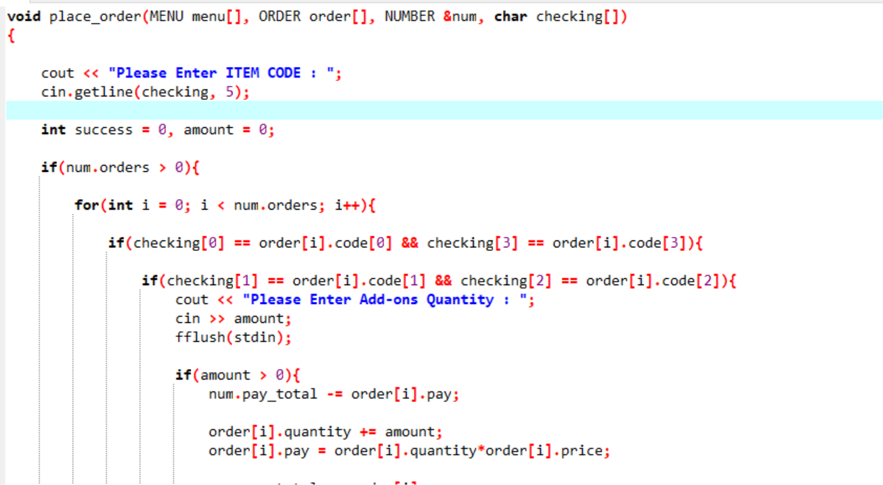 Solved void place_order (MENU menu[], ORDER order[], NUMBER | Chegg.com