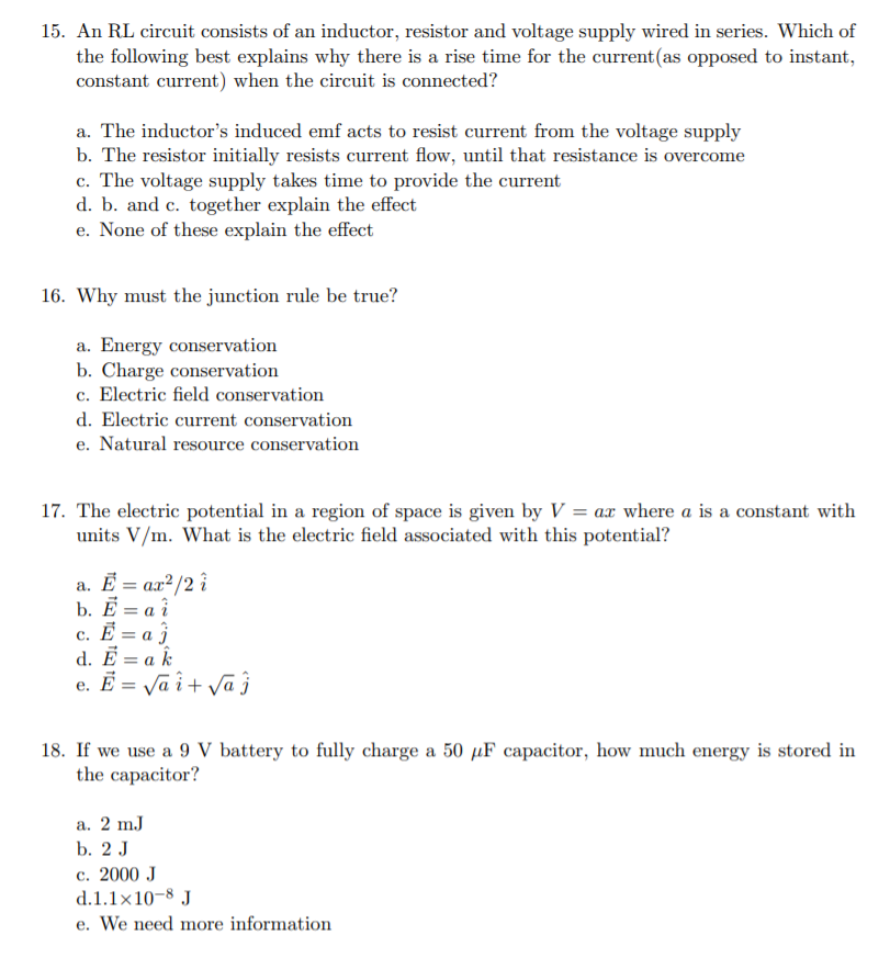 Solved 15 An Rl Circuit Consists Of An Inductor Resisto Chegg Com