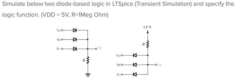 Solved Simulate below two diode-based logic in LTSpice | Chegg.com