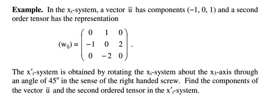 Solved Example. In the Xi-system, a vector ū has components | Chegg.com