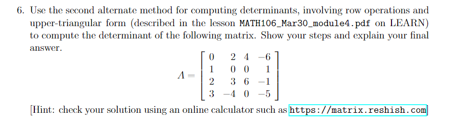 Solved 6. Use the second alternate method for computing | Chegg.com