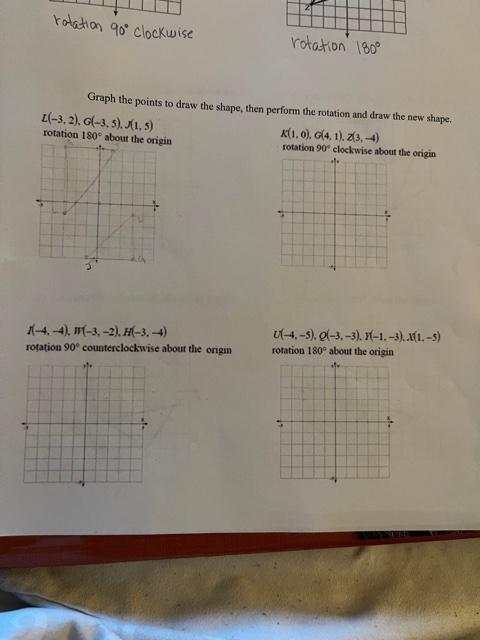 Solved rotation 90° clockwise rotation 180° Graph the points | Chegg.com