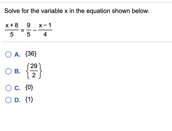 Solved Solve for the variable x in the equation shown below. | Chegg.com