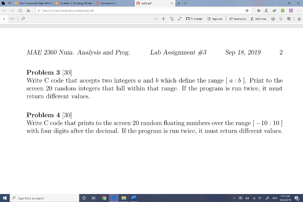 c homework problem