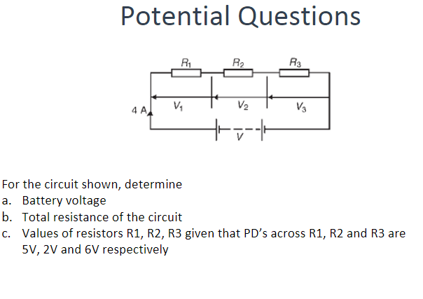 Solved Potential Questions 4A V to valve For the circuit | Chegg.com