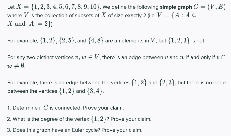 Let X 1 2 3 4 5 6 7 8 9 10 We Define The Chegg Com