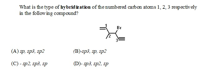 Solved What is the type of hybridization of the numbered | Chegg.com