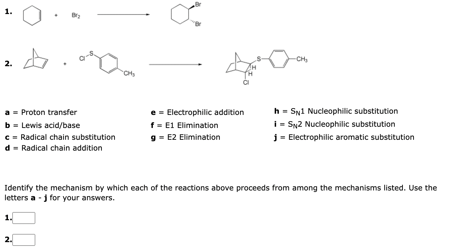 Solved Br 1. Br2 Br D -CH3 2. CH3 H e = = a = Proton | Chegg.com