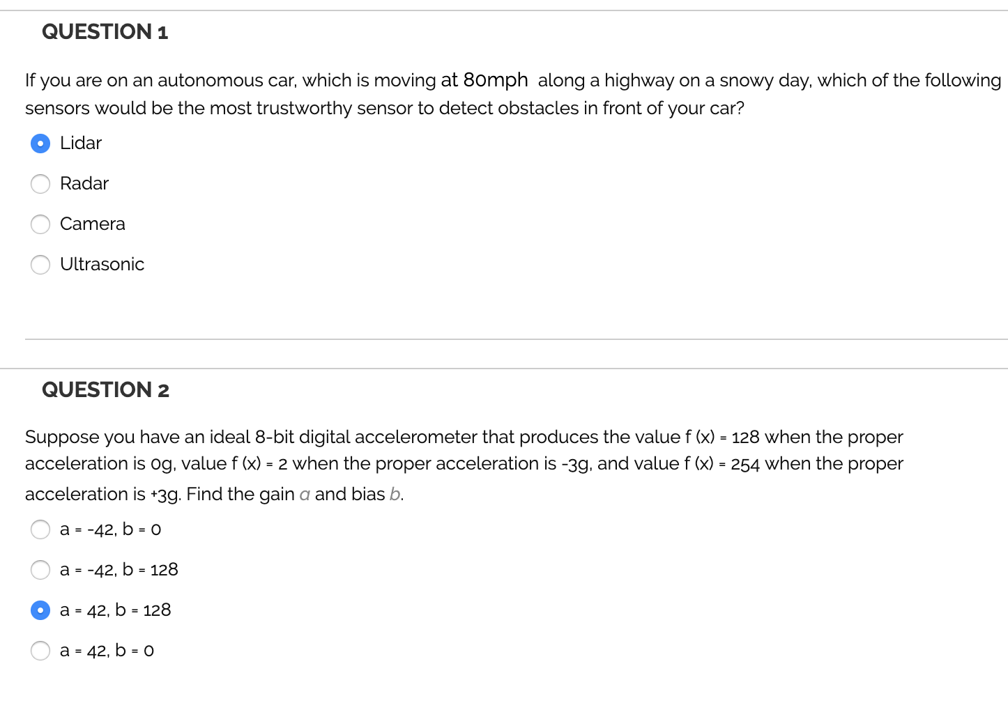 Solved QUESTION 1 If you are on an autonomous car, which is | Chegg.com