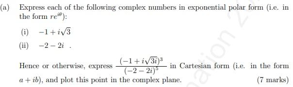 Solved (a) Express each of the following complex numbers in | Chegg.com