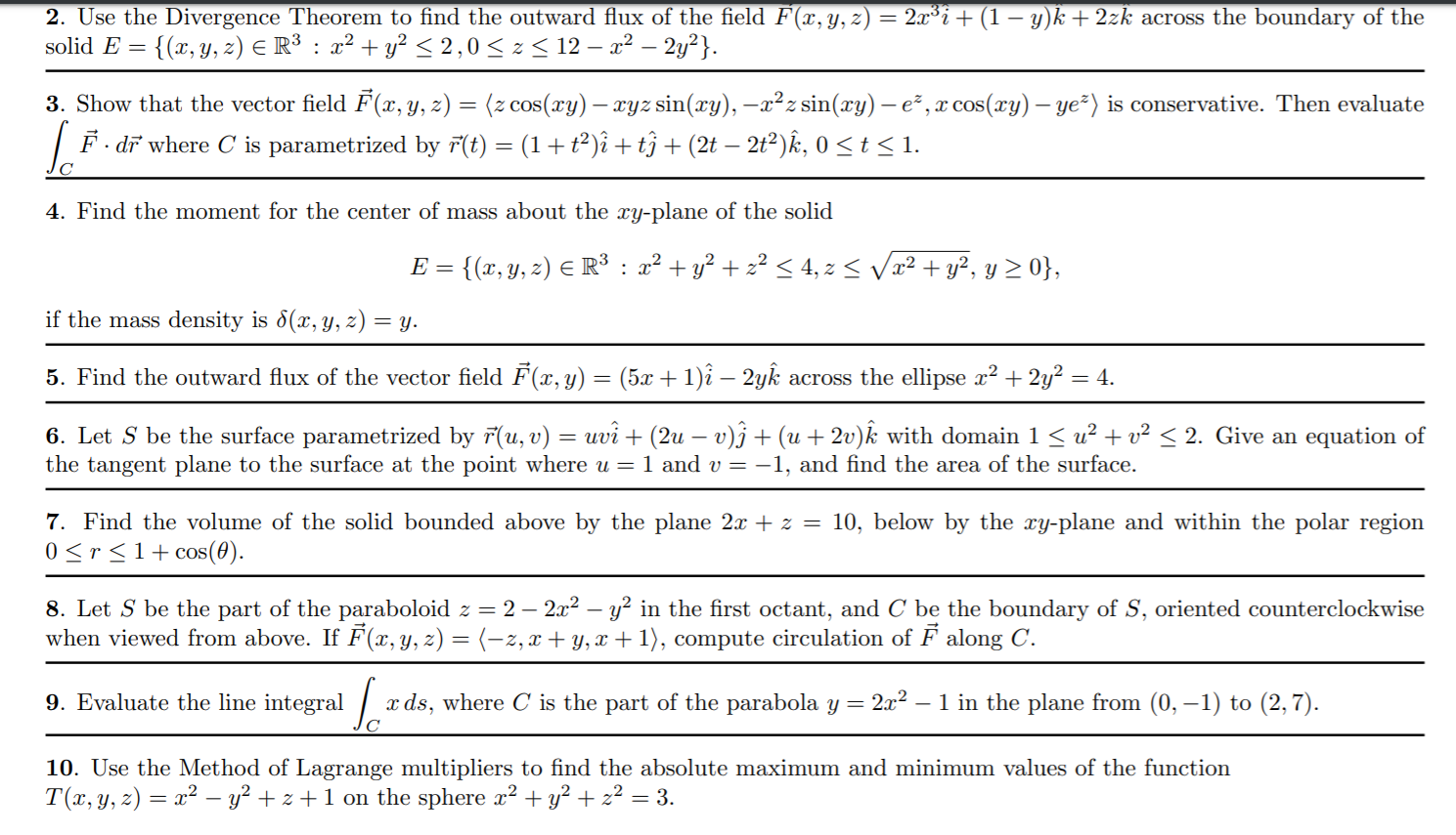 Solved 2 Use The Divergence Theorem To Find The Outward Chegg Com