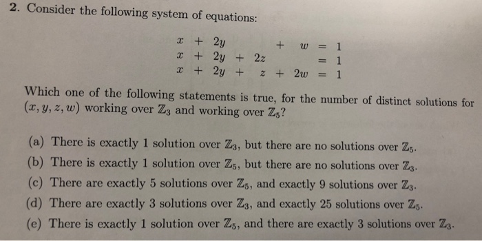 Solved 2. Consider the following system of equations: + 2y | Chegg.com