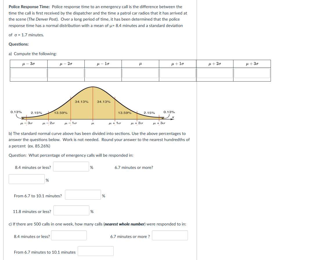 Solved Police Response Time: Police response time to an | Chegg.com