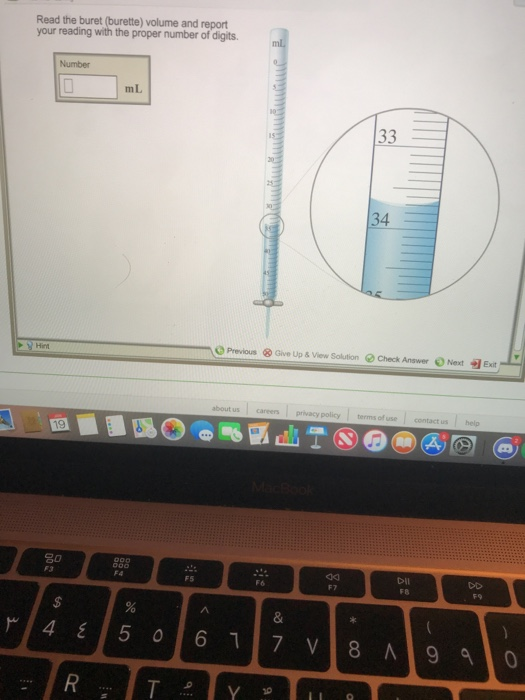 Solved Read the buret (burette) volume and report your
