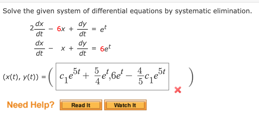 Solved Solve the given system of differential equations by | Chegg.com