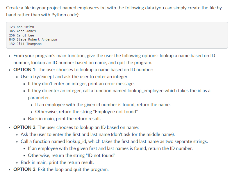 Solved Create a file in your project named employees.txt | Chegg.com