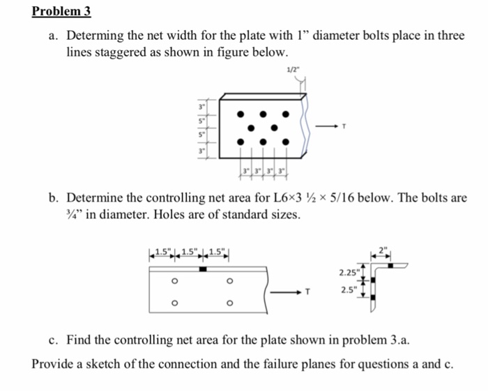 Solved Problem 3 A. Determing The Net Width For The Plate | Chegg.com