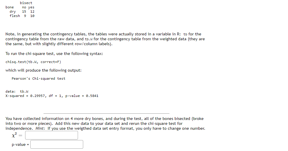 Solved You have collected the following data: For each bone | Chegg.com