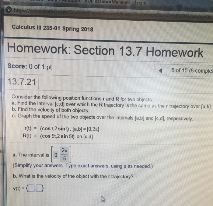Solved Ibugud ADP EzlaborManager Login Https Calculus III Chegg