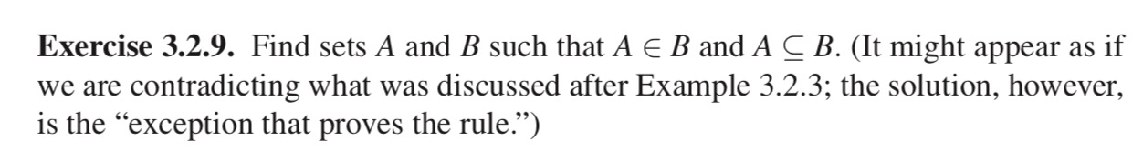 Solved Exercise 3.2.9. Find Sets A And B Such That A E B And | Chegg.com