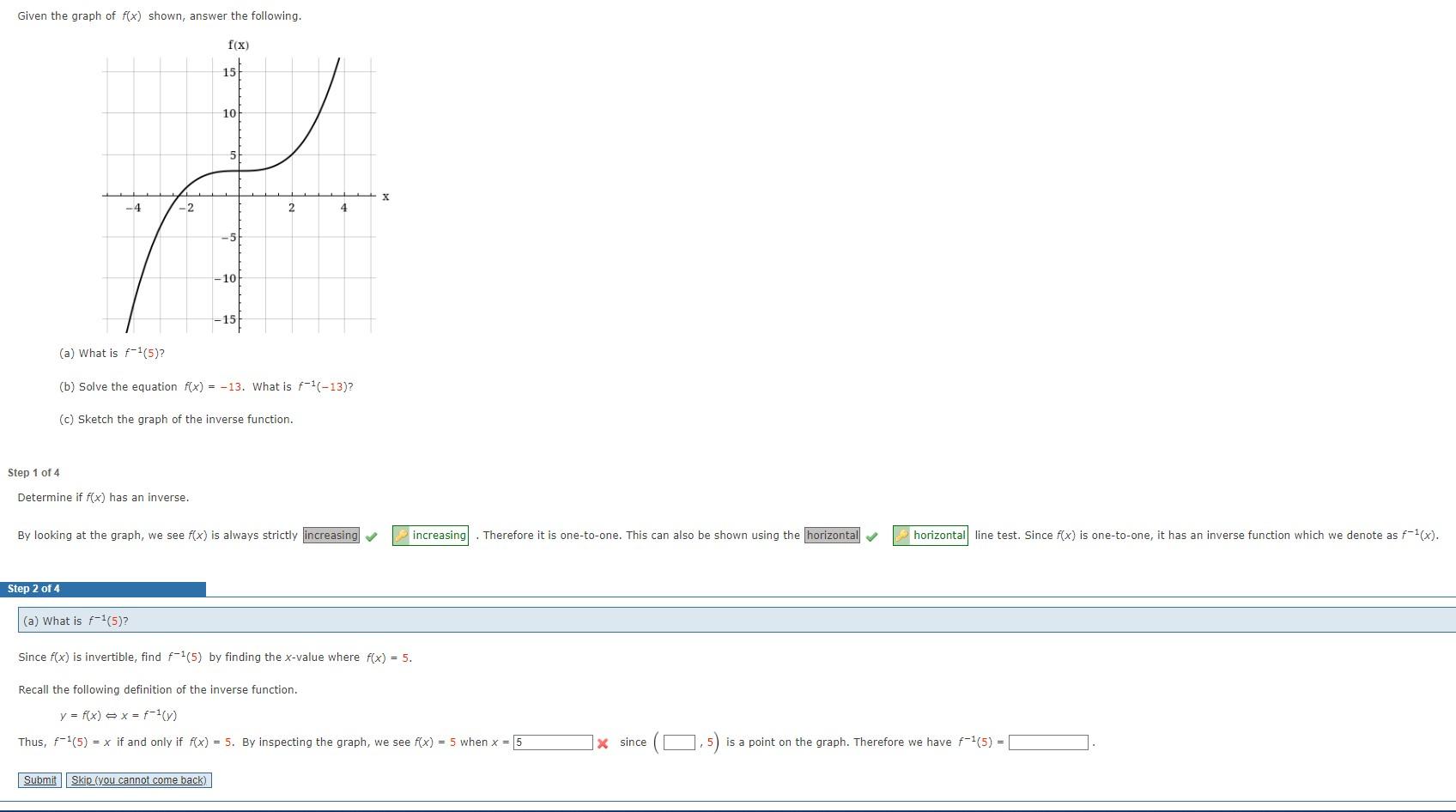 Solved Given The Graph Of F(x) Shown, Answer The Following. | Chegg.com