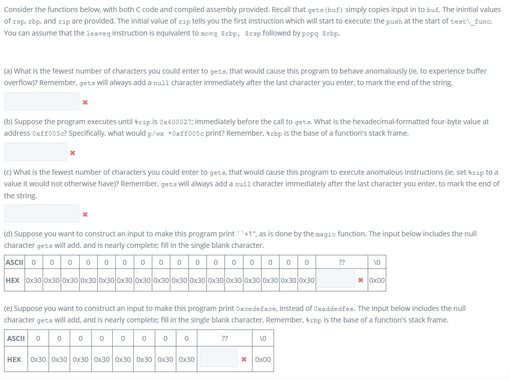 Consider the functions below, with both C code and | Chegg.com
