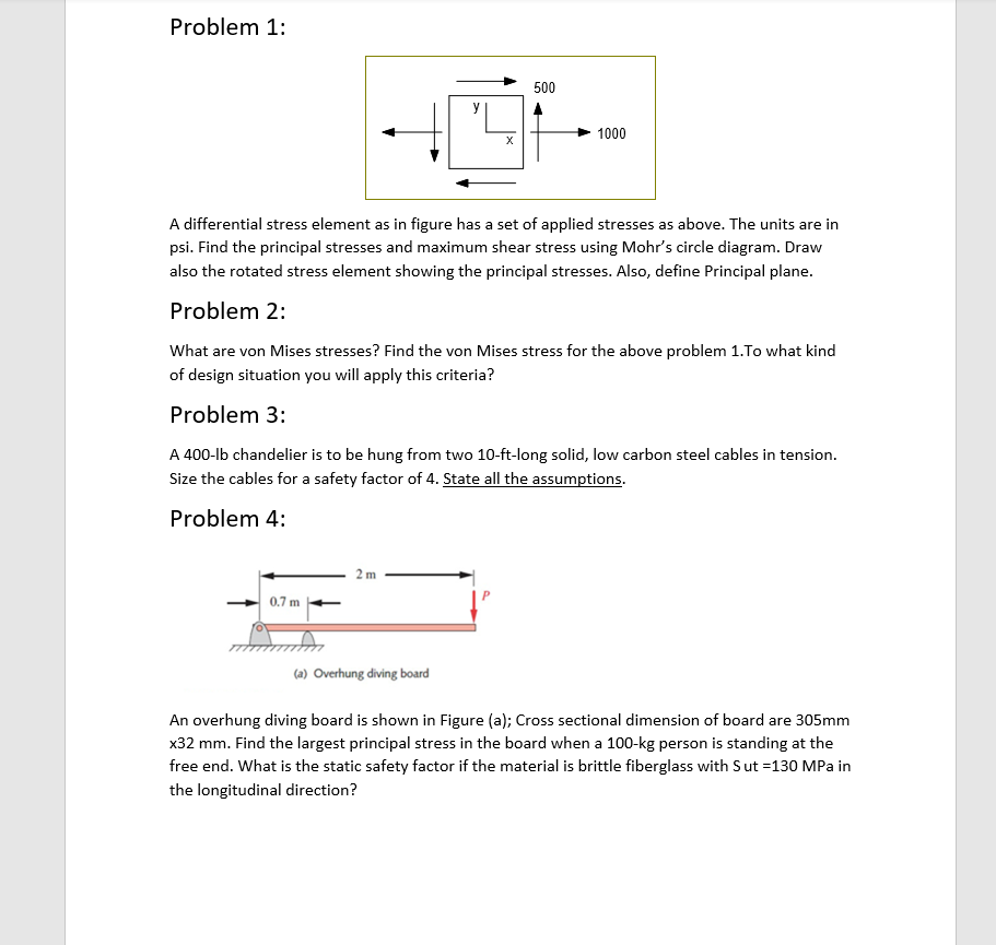 Solved Problem 5 5 A Cantilevered diving board is shown in