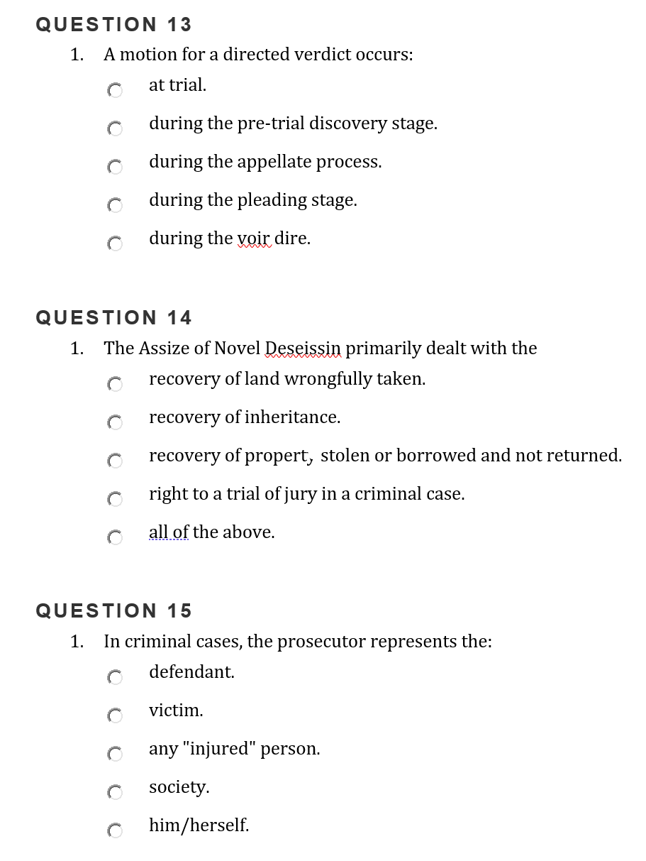 Solved QUESTION 13 1. A motion for a directed verdict