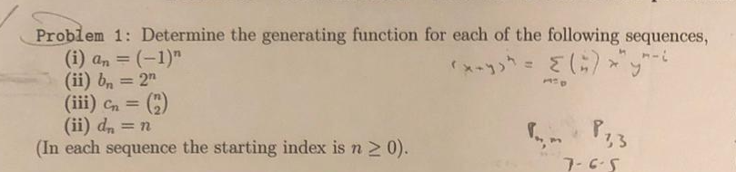 Solved Problem 1: Determine The Generating Function For Each | Chegg.com