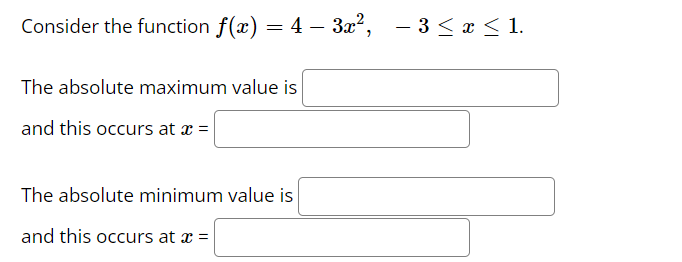 Solved Consider The Function F X 4−3x2 −3≤x≤1 The Absolute