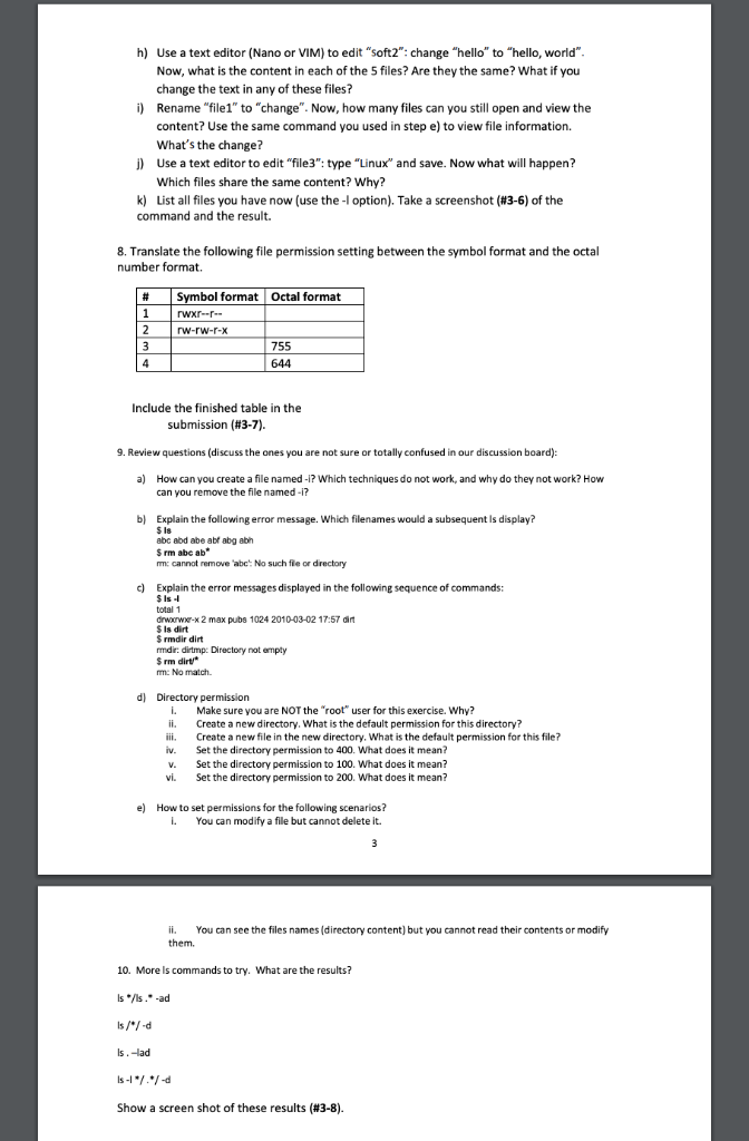 Solved LINUX LAB 3 FILE SYSTEM AND BASIC OPERATIONS This Chegg