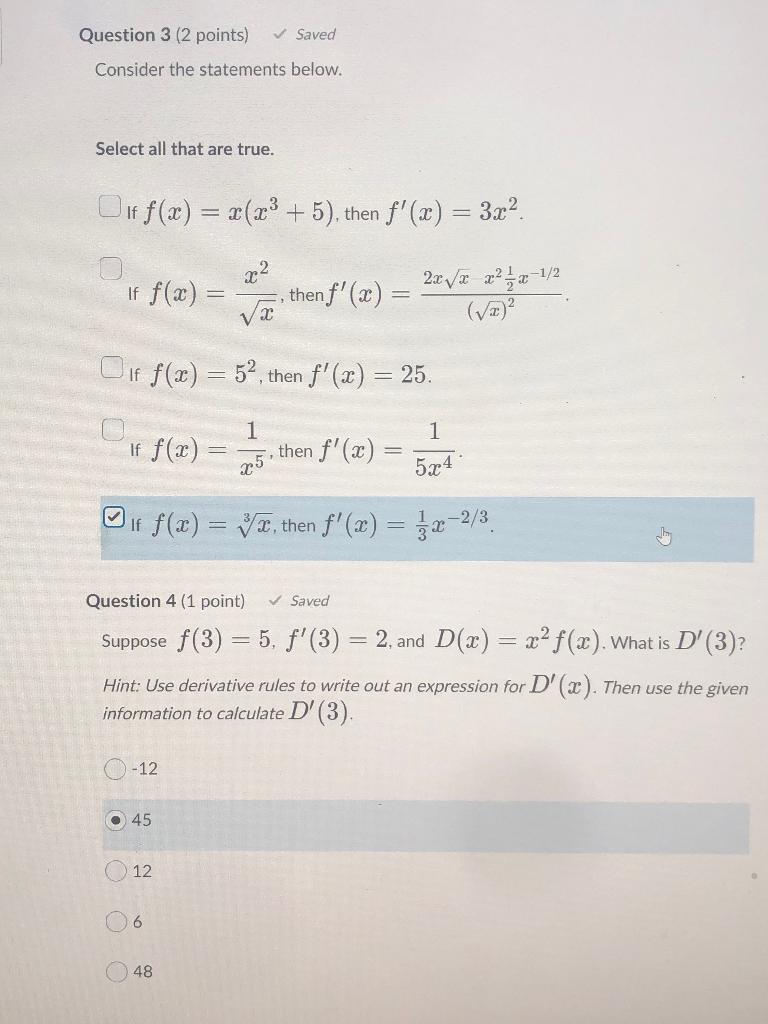 Solved Question 3 (2 points) Saved Consider the statements | Chegg.com