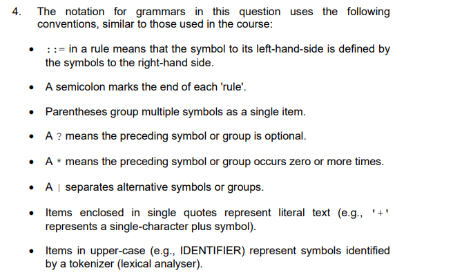 Solved 4. The notation for grammars in this question uses | Chegg.com