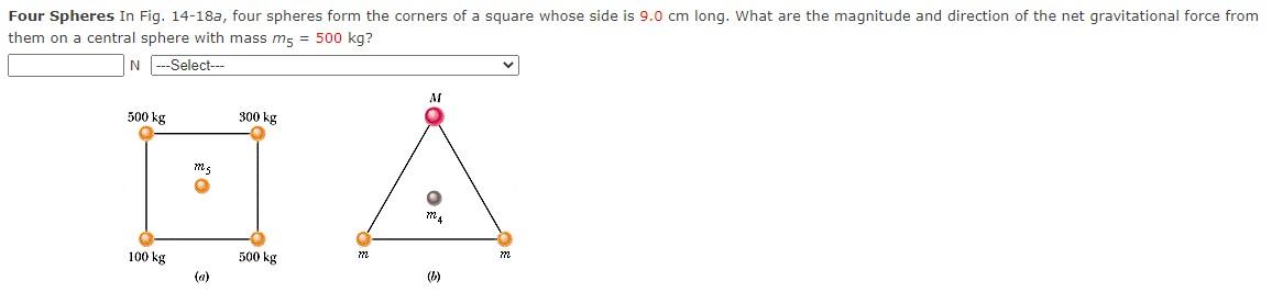 Solved Four Spheres In Fig. 14-18a, four spheres form the | Chegg.com
