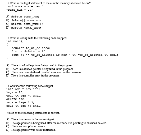 Solved 12 What Is The Legal Statement To Reclaim The Memory Chegg