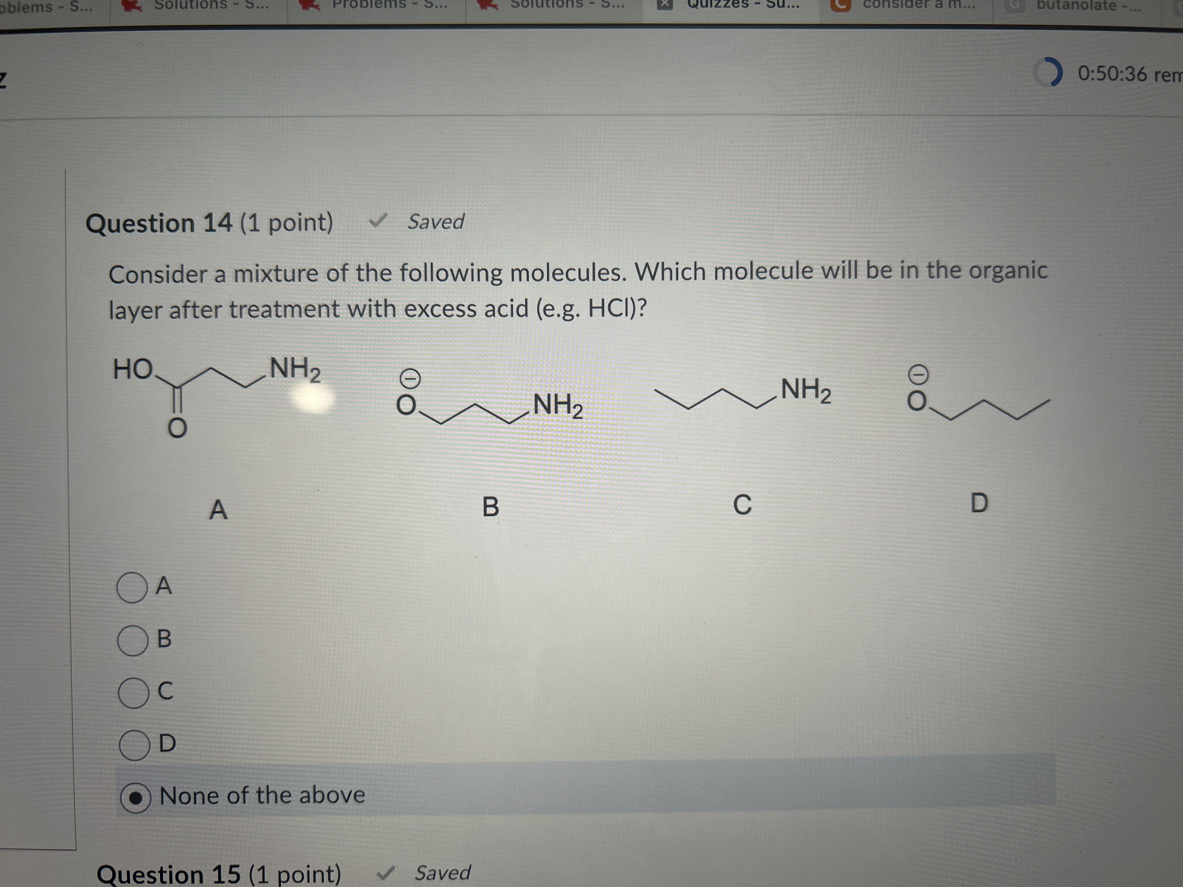 Solved Question 14 (1 ﻿point) ﻿Consider a mixture of the | Chegg.com