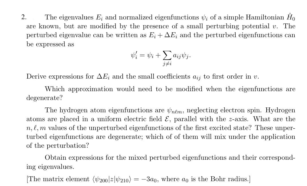 2 The Eigenvalues E And Normalized Eigenfunctions Chegg Com