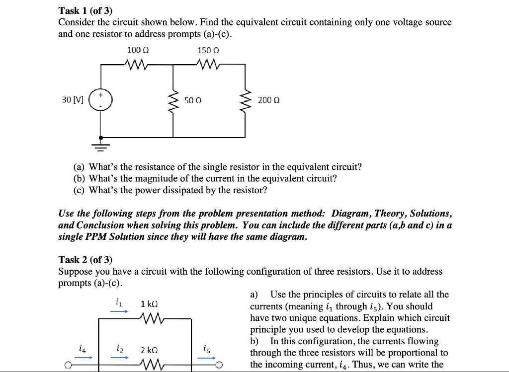 Solved Task 1 (of 3) Consider the circuit shown below. Find | Chegg.com