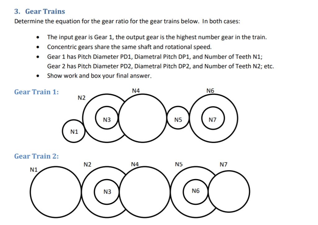 Solved 3. Gear Trains Determine the equation for the gear | Chegg.com