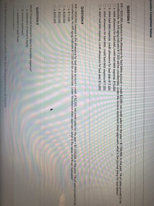 Solved uestion Completion Status: QUESTION 7 NR-$250,000, | Chegg.com
