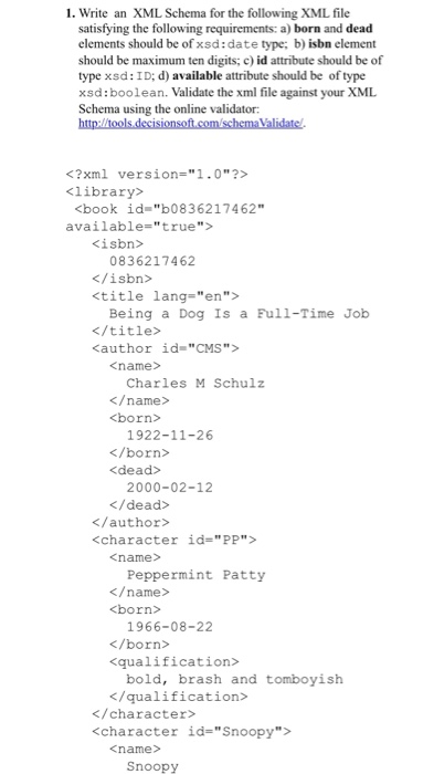 Solved 1. Write An XML Schema For The Following XML File | Chegg.com