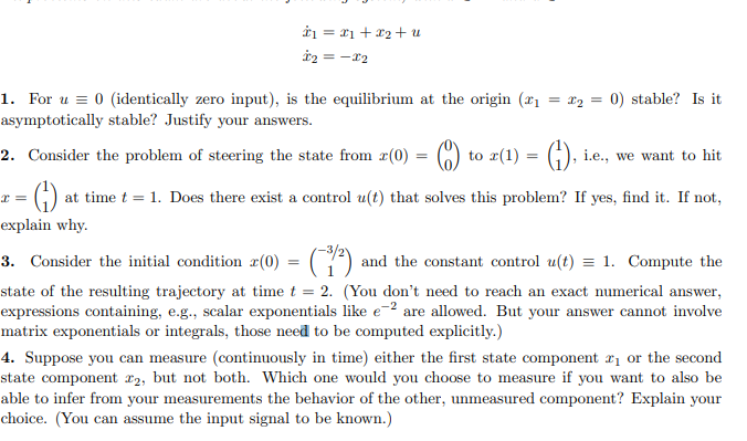 Solved X1 X1 X2 Ux2 X2for U 0 Identically Zero Input Chegg Solved X1 X1 X2 Ux2 X2for U 0 Identically Zero Input Chegg
