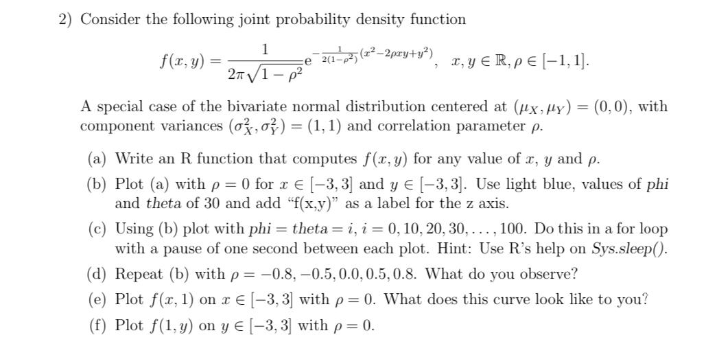 2) Consider the following joint probability density | Chegg.com