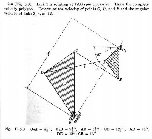 Solved Link 2 is rotating at 1200 rpm clockwise. Draw the | Chegg.com