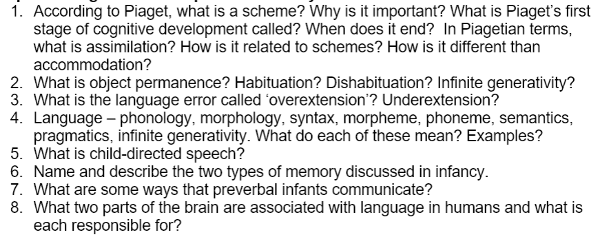 Solved 1. According to Piaget what is a scheme Why is it Chegg