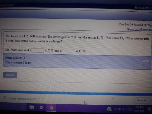 Solved Due Sun 09/302018 1159 P Mr. Jones Has $15,000 To | Chegg.com