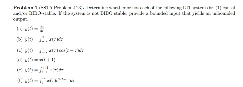 Solved Problem 1 (SSTA Problem 2.23). Determine whether or | Chegg.com