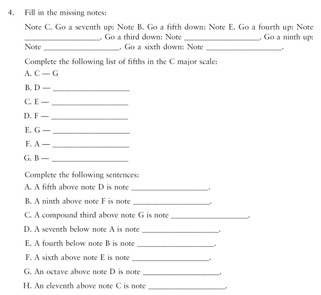 Solved 4 Fill In The Missing Notes Note C Go A Seventh Chegg Com