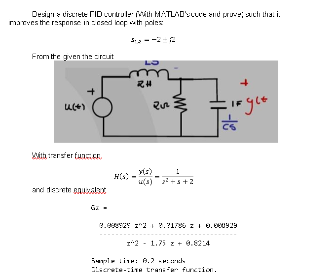 Solved Design A Discrete PID Controller (With MATLAB's Code | Chegg.com