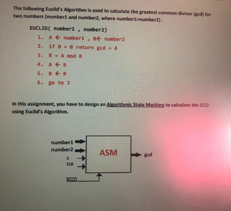 Solved The Following Euclid's Algorithm Is Used To Calculate | Chegg.com